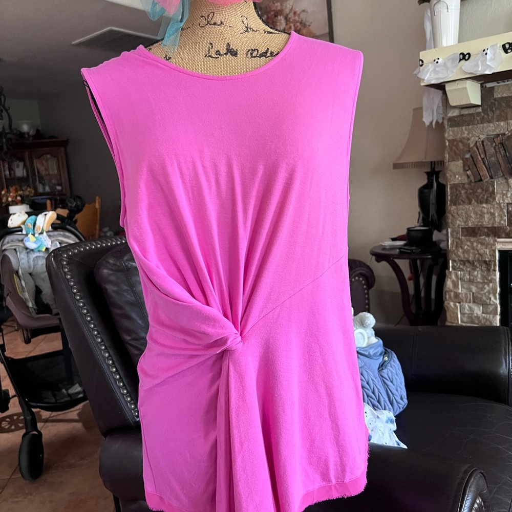 Vibrant Pink Knot Front Blouse